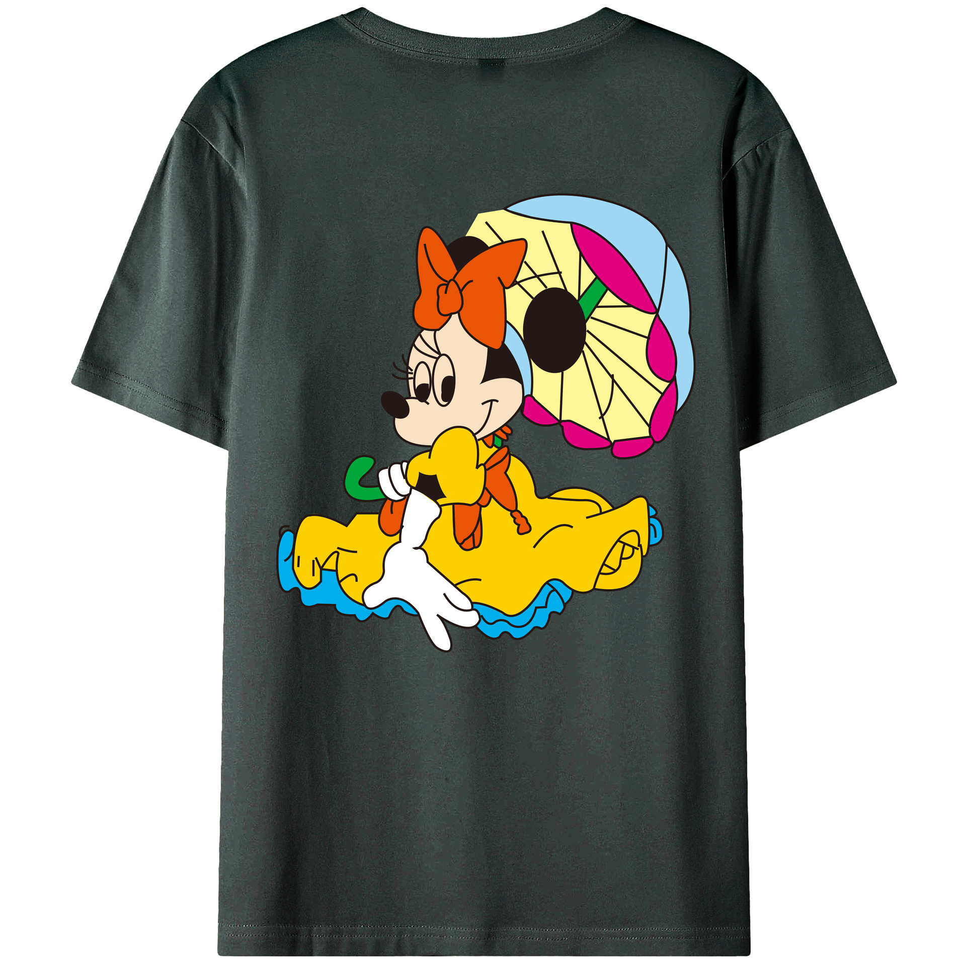 ミッキーマウス Mickey Mouse 綿100％ メンズ半袖Tシャツ（バックプリント） 通気性